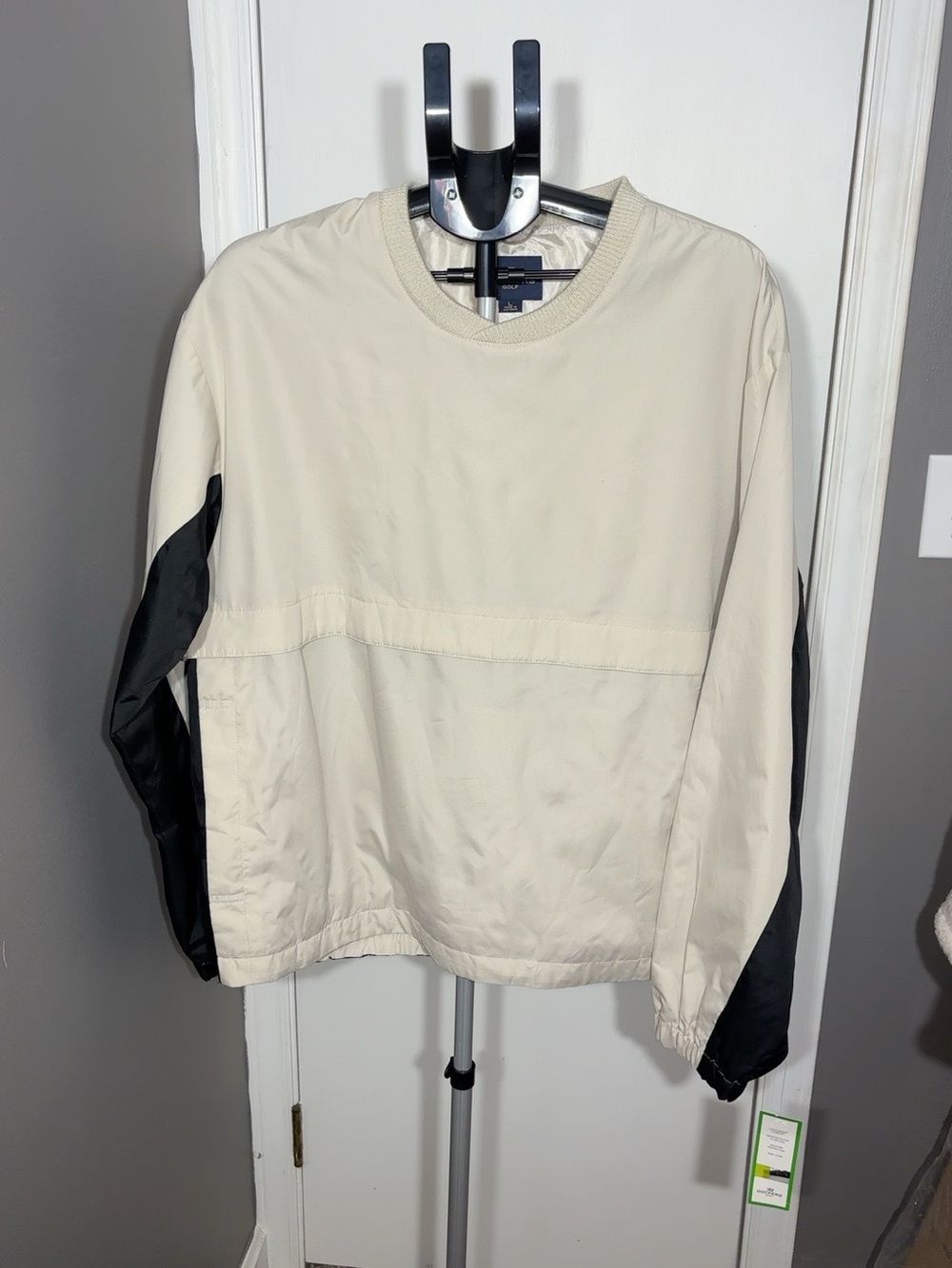 NWT Dockers Golf Men’s L Cream Black Pullover Windbreaker Golf Jacket